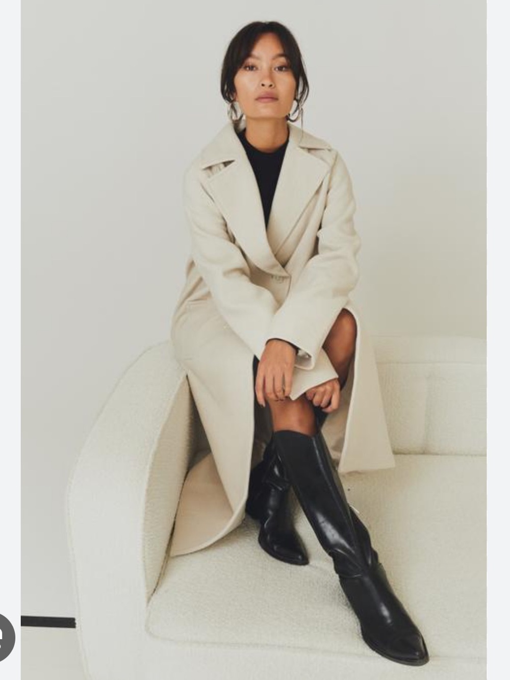 Elegant YAS Cream Double-Breasted Women's Coat